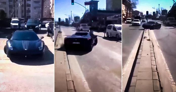 Видео: мужчина разбил Ferrari сразу после выезда с мойки
