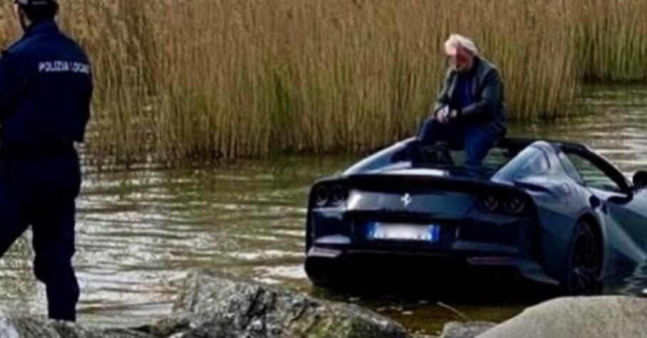 Невнимательный владелец Ferrari утопил в озере суперкар стоимостью 30 миллионов рублей